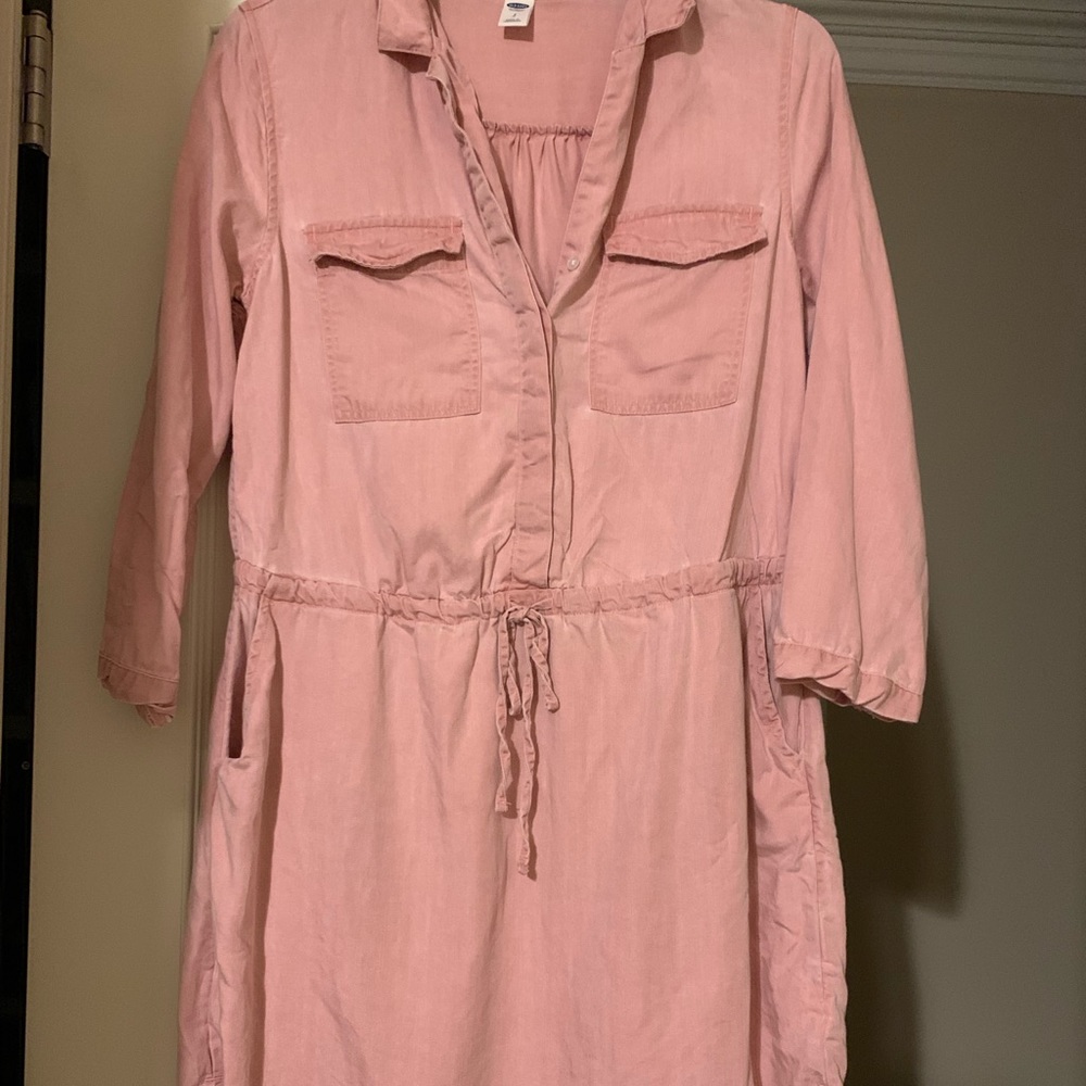 Old Navy Baby Pink Tencel Shirt Dress